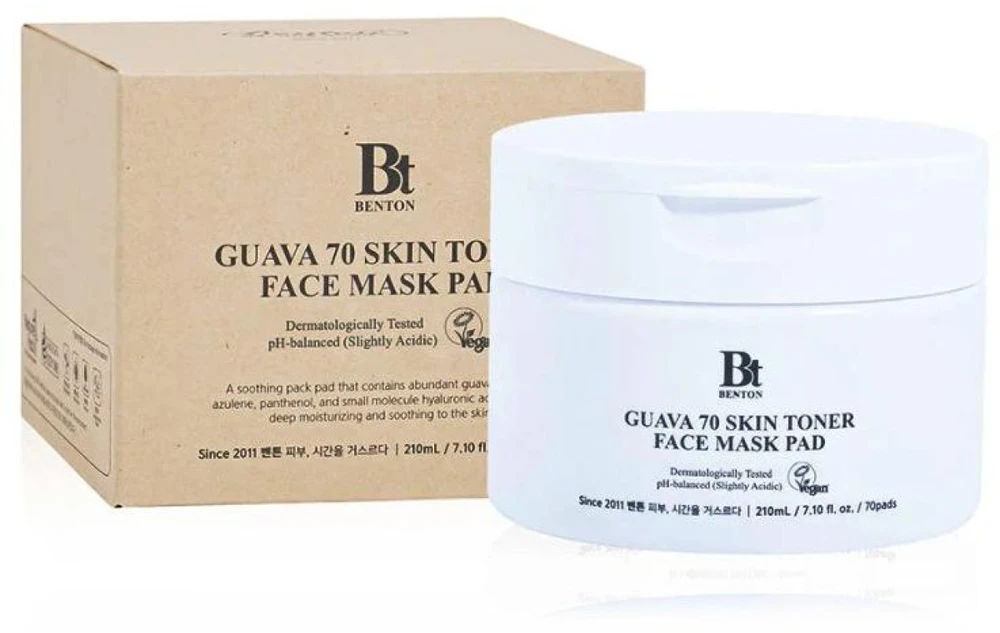 Benton Guava 70 Skin Toneris Face Mask Pad drėkinantys ir raminantys padeliai veidui, 70 vnt.