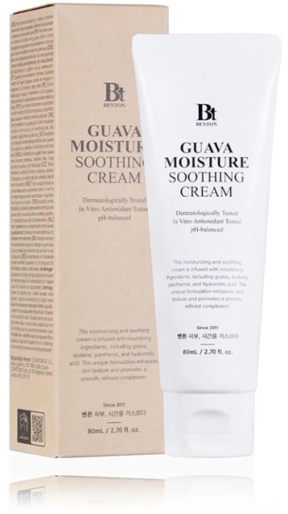 Benton Guava Moisture Soothing Kreminis lengvos tekstūros kremas jautriai / dirgliai / sausai veido odai, 80 ml