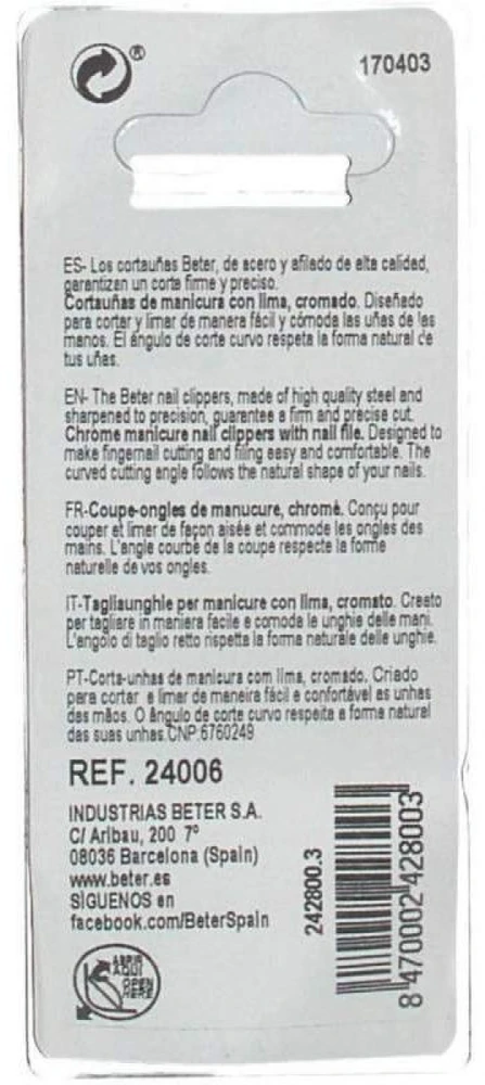 Beter Nail Cutter C/Lima Manicure nagų karpukas
