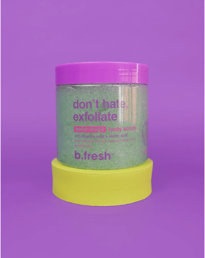 b.fresh Don't Hate, Exfoliate Melon Magic Body Scrub melionų aromato kūno šveitiklis, 200 g