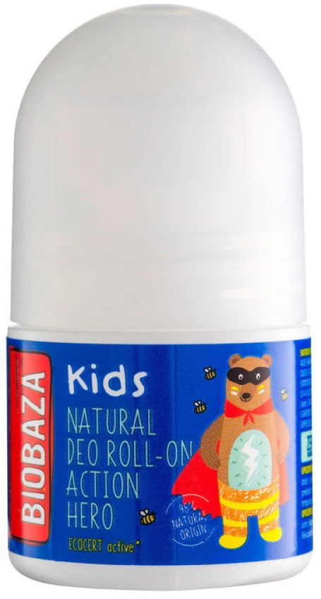 Biobaza Action Hero Natural Ingredients Refreshing Citrus Dezodorantas Roll-On For Boys, 30 ml