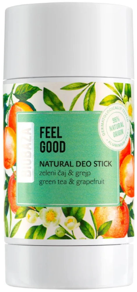 Biobaza Feel Good Natural Ingredients Refreshing Citrus & Žalias Dezodorantas Stick Unisex, 50 ml
