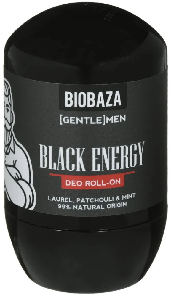 Biobaza Juodas Energy Alcohol-Free Refreshing Woody & Fresh Dezodorantas Roll-On For Men, 50 ml