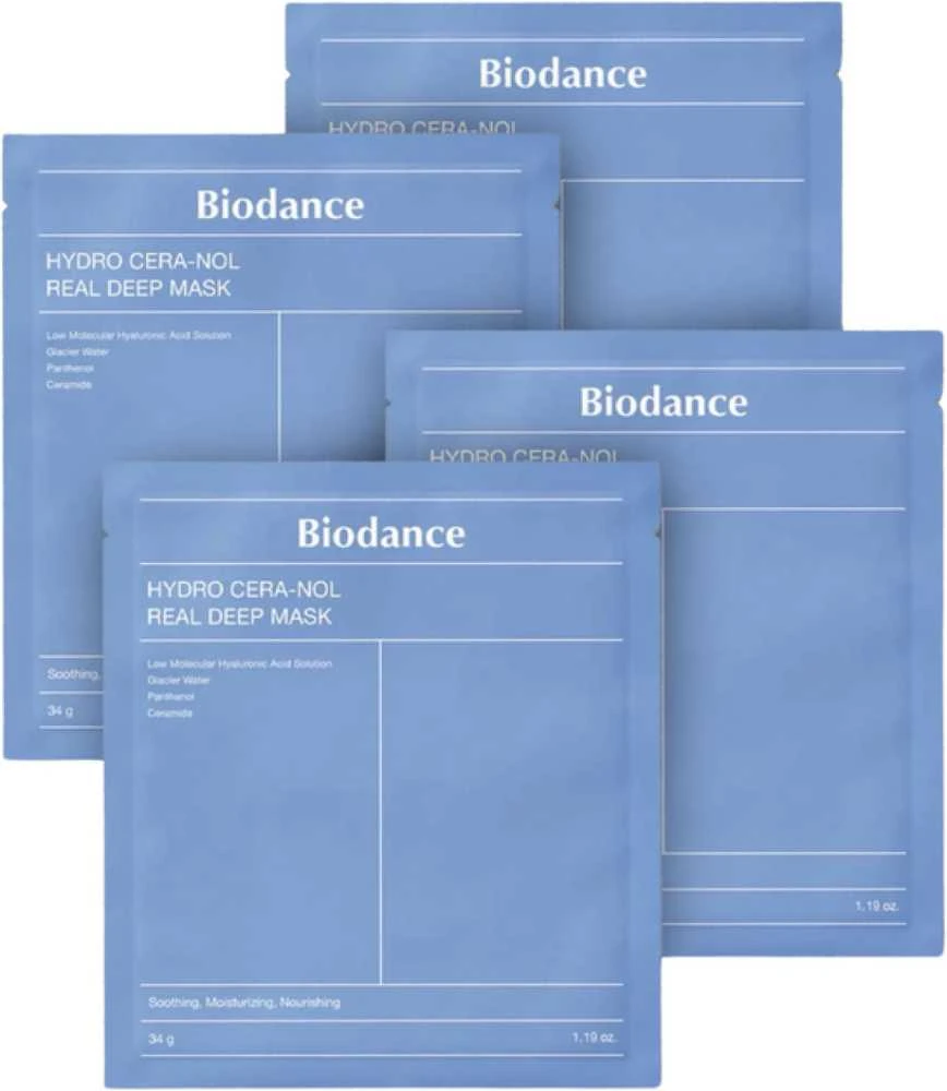 Biodance Hydro Cera-Nol Real Deep Mask hidrogelinė veido kaukė, 4 x 34 g