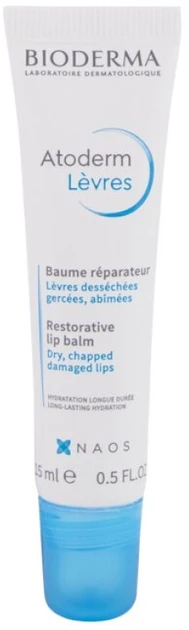 BIODERMA Atoderm Levres Lūpų balzamas intensyviai maitinantis ir atkuriantis lūpų balzamas, 15 ml