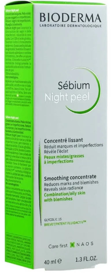 Odą lyginantis koncentratas riebiai ir mišriai odai Bioderma SEBIUM NIGHT PEEL, 40ml