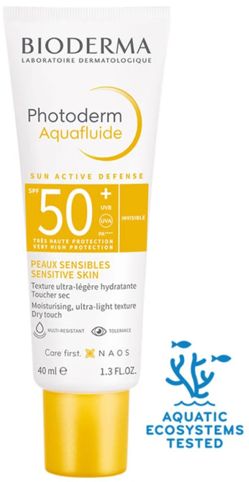 ioderma Photoderm Aquafluide apsauginis kremas nuo saulės visų tipų odai, SPF50+, 40 ml