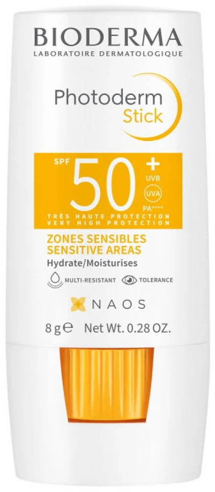 "Bioderma Photoderm Stick Spf50 Sensitive Areas" apsauginis pieštukas nuo saulės jautriom kūno ir veido vietom 8g