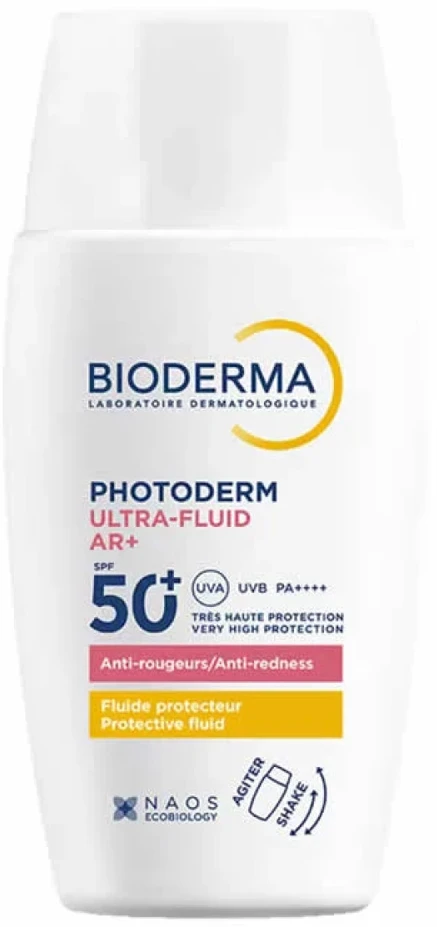 Bioderma Photoderm Ultra-fluidas AR+ SPF 50+ apsauginis veido fluidas raustančiai odai, 40 ml