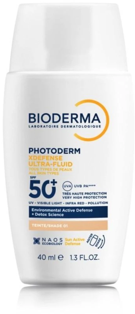 BIODERMA Photoderm Xdefense Ultra-fluidas SPF 50+ apsauginis veido fluidas, atspalvis: 01, 40 ml