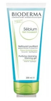 BIODERMA švelnus riebios ir mišrios odos gelinis prausiklis SEBIUM GEL MOUSSANT, 200 ml