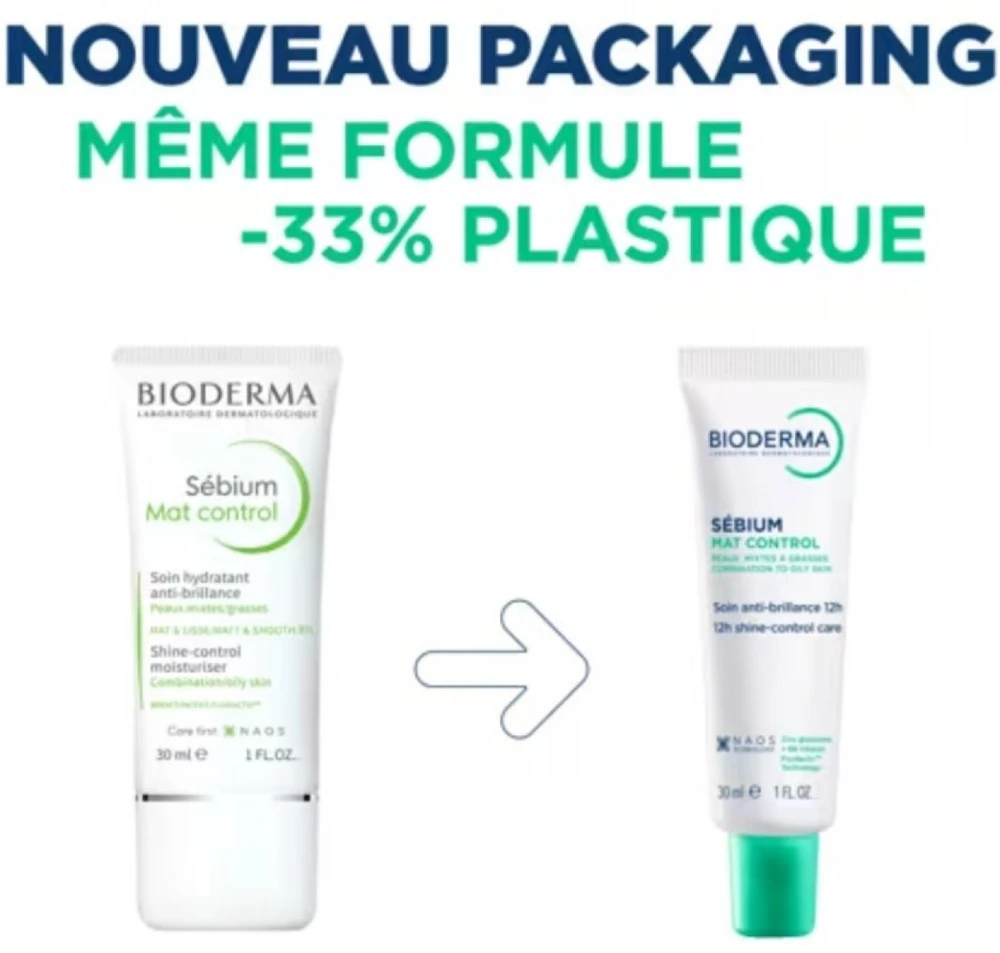 Bioderma Sébium Mat Control 12h Shine-Control Moisturiser drėkinamasis kremas mišriai / riebiai ir jautriai odai, 30 ml