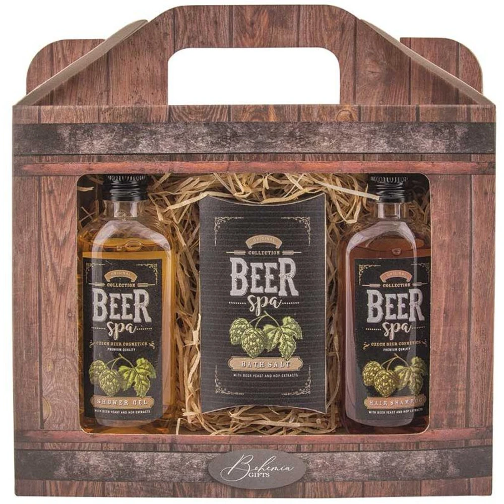 Bohemia Gifts Kosmetikos dovanų rinkinys "BEER SPA" - dušo želė (100ml), šampūnas (100ml) ir vonios druska (150g)