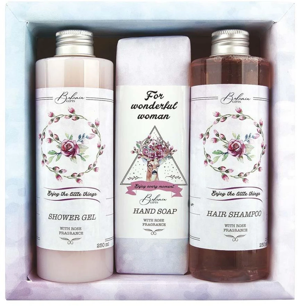 Bohemia Gifts Dovanų rinkinys "For wonderful woman" (dušo želė 250ml + muilas 145g + šampūnas 250ml)