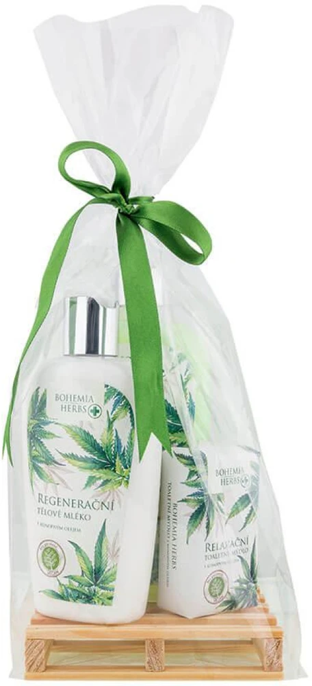Bohemia Gifts Kosmetikos dovanų rinkinys "Hemp SPA“ (skystas muilas 300ml + kūno pienelis 250ml + muilas 100g)