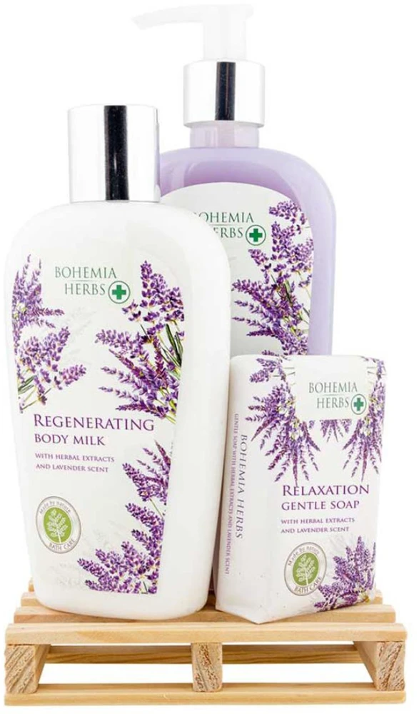 Bohemia Gifts Kosmetikos dovanų rinkinys "Lavender SPA" (skystas muilas 300ml + kūno pienelis 250ml + muilas 100g)