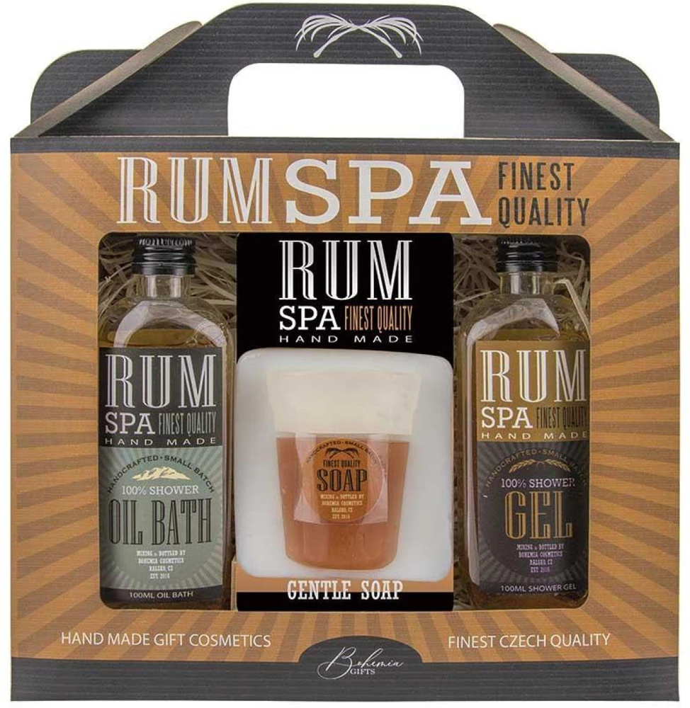 Bohemia Gifts Kosmetikos dovanų rinkinys "RUM SPA" - dušo želė (100ml), vonios putos (100ml) ir rankų muilas (70g)