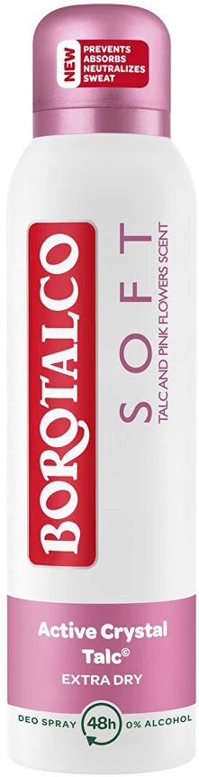 Borotalco Soft purškiamas dezodorantas su rausvu kamšteliu