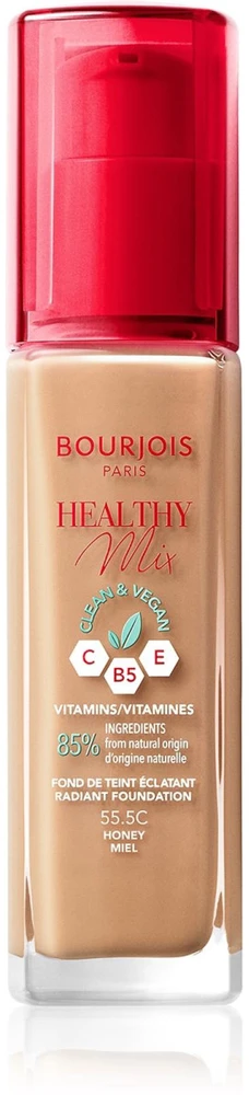 Makiažo pagrindas ,,Bourjois Healthy Mix Radiant Foundation", spalva: 55.5C Honey, 30ml