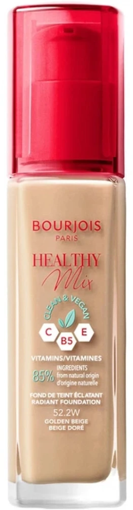 Makiažo pagrindas ,,Bourjois Healthy Mix Radiant Foundation", spalva: 52.2W Golden Beige, 30ml
