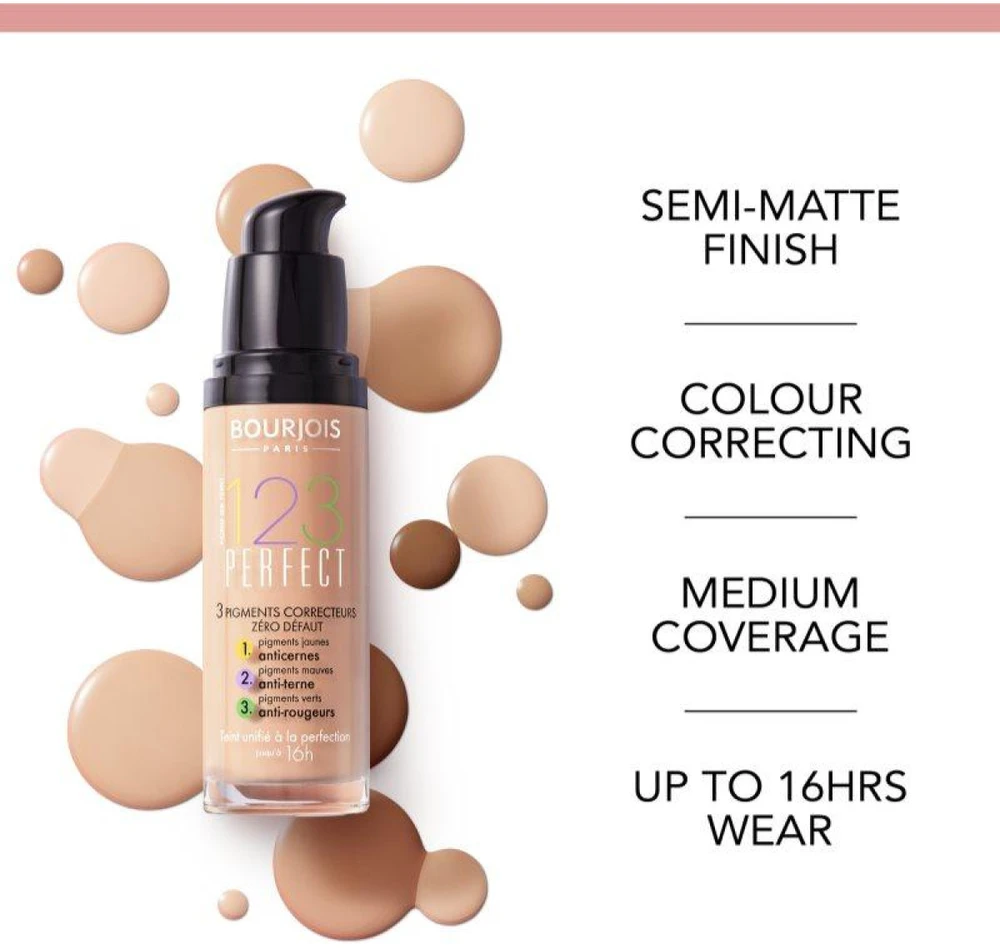 BOURJOIS Paris 123 Perfect skystas makiažo pagrindas, atspalvis: 53 rusvai gelsvas Clair, 30 ml