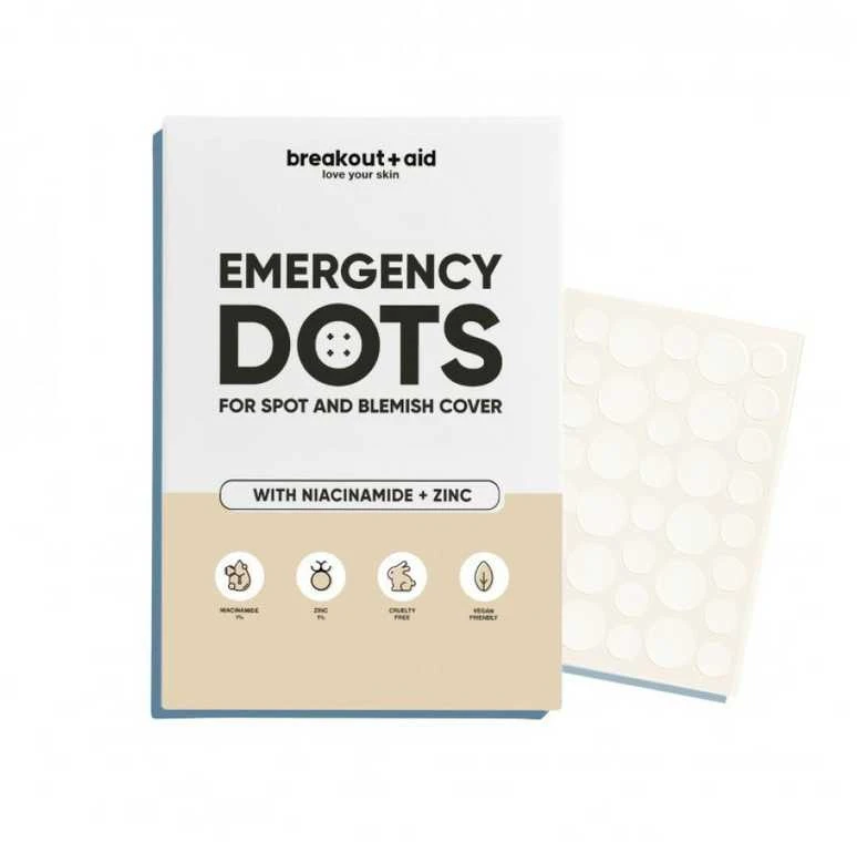 Breakoutaid „Breakout + Aid“ pleistrai nuo spuogų su niacinamidu ir cinku. Skubios pagalbos taškeliai, 72 vnt.