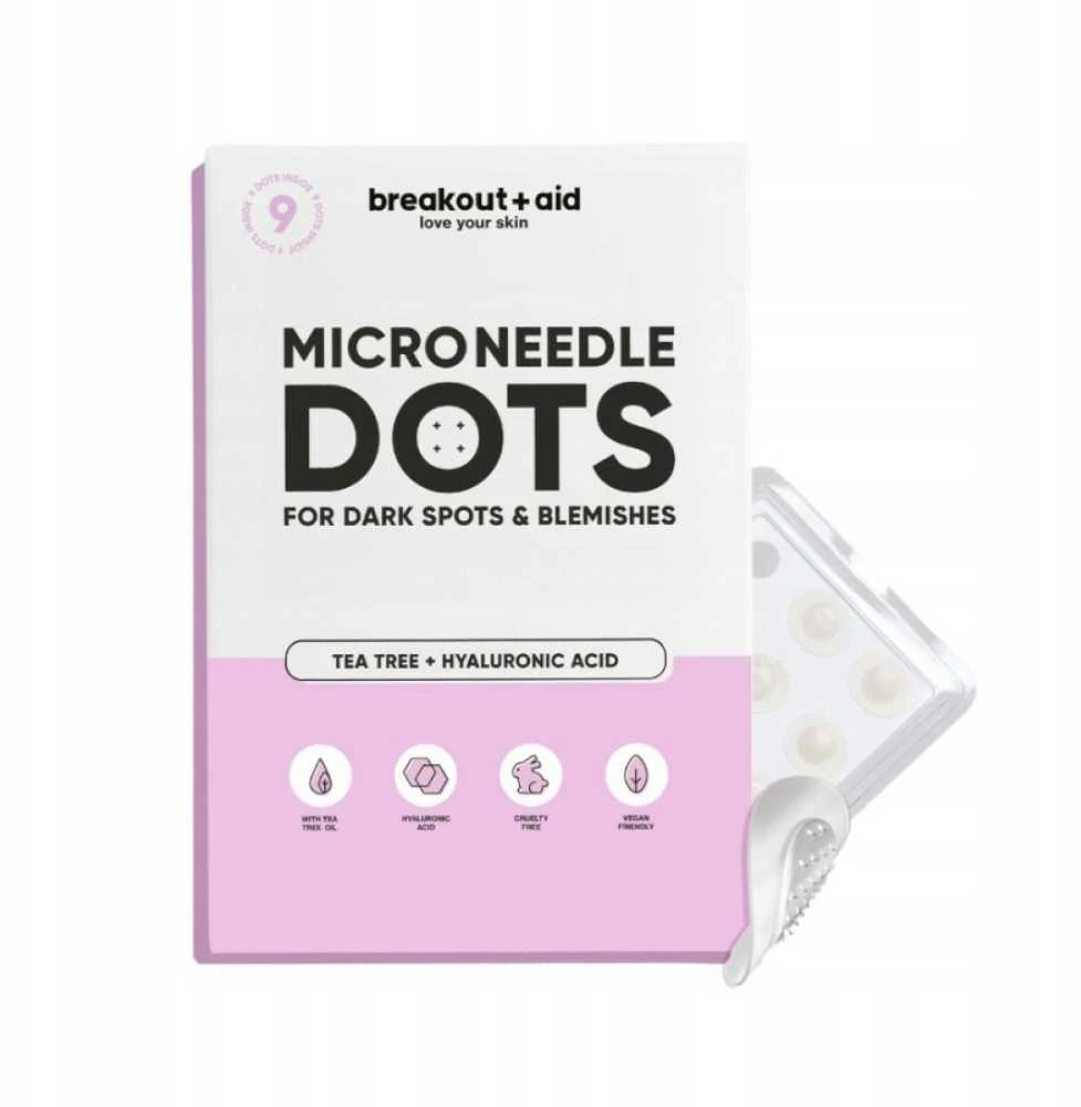 Breakout + Aid Breakout+aid Pleistrai su mikrospygliukais tamsioms dėmėms po spuogų Micro Needle Dots 9 vnt.