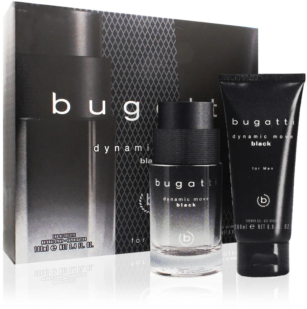 Bugatti Dynamic Move Juodas rinkinys vyrams (EDT, 100 ml + dušo želė, 200 ml)