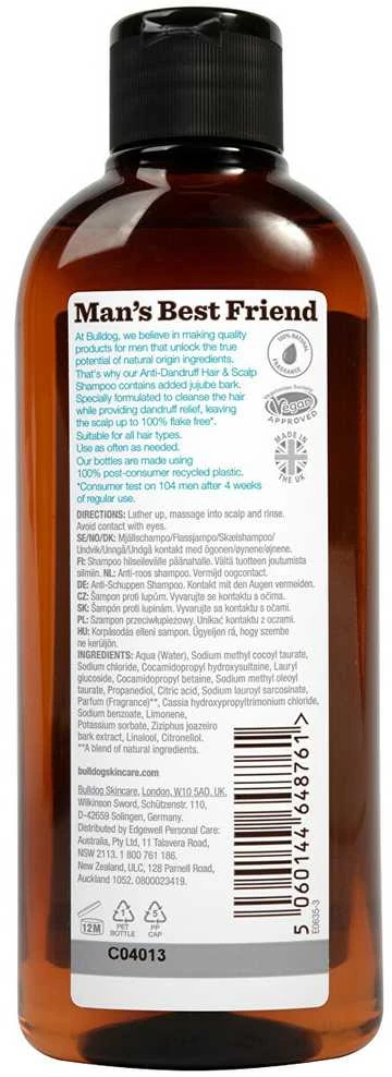 Bulldog Anti-dandruff Šampūnas (Nuo pleiskanų Hair & Scalp Šampūnas + Jujube Bark), 300 ml
