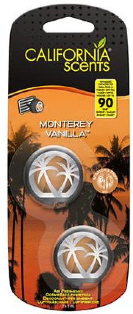 Drėkintuvas California Scents Mini Diffuser Monterey Vanilla automobilio oro gaiviklis, 2 x 3 ml