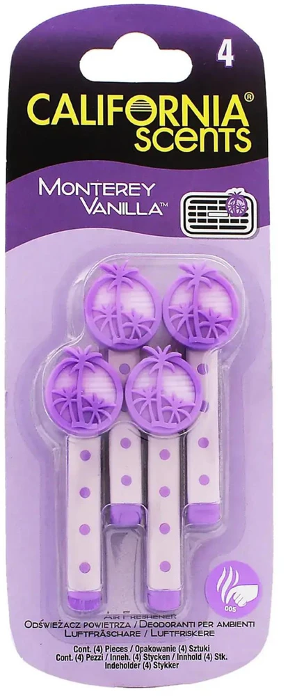 California Scents Vent Stick Monterey Vanilla vůně do auta, 4 vnt.