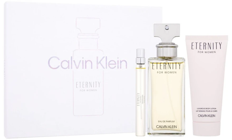 Calvin Klein Eternity rinkinys moterims (EDP, 100 ml + kūno losjonas, 100 ml + EDP, 10 ml)