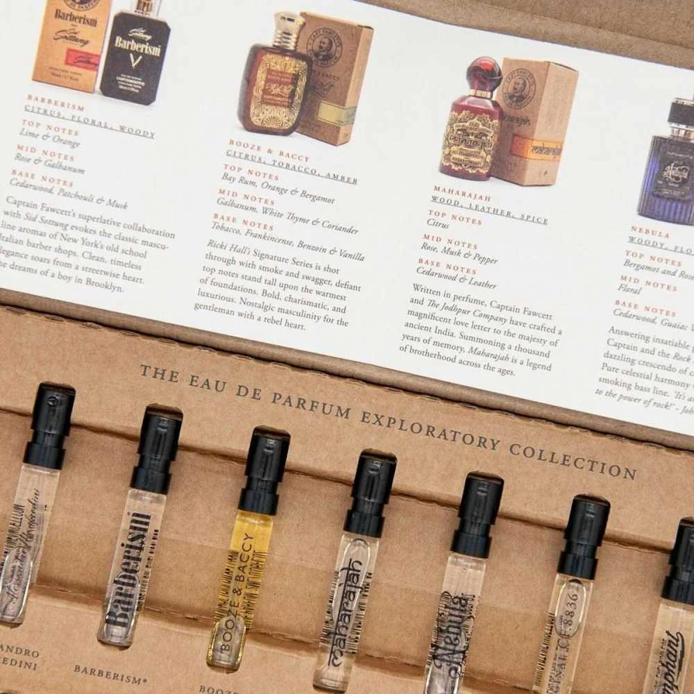 Captain Fawcett Eau De Parfum Exploratory Collection kvepalų rinkinys vyrams, 7 x 2 ml