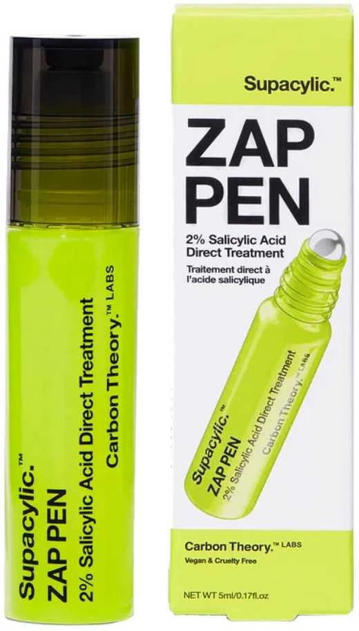 Carbon Theory Anglies teorija Roll-on odos trūkumams pašalinti Supacylic. Zap Pen (Salicilo rūgšties tiesioginis gydymas) 5 ml