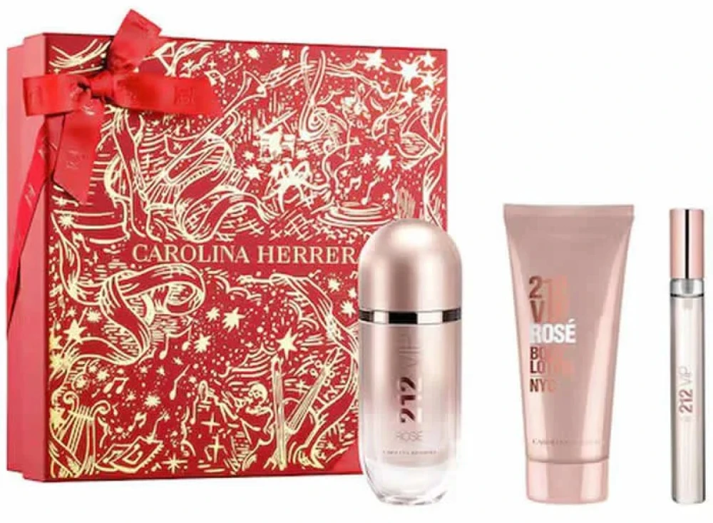 Carolina Herrera 212 Vip Rose Eau De Perfume Purškiklis, 80 ml Set 3 Pieces