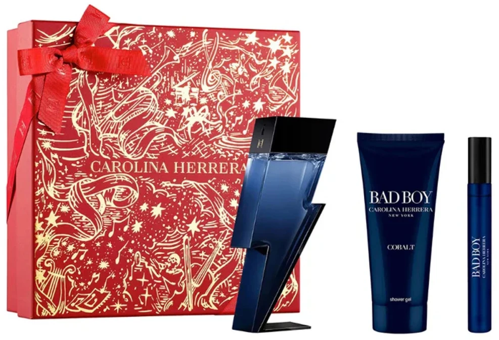 Carolina Herrera Bad Boy Cobalt Eau De Perfume Purškiklis, 100 ml rinkinys 3 vnt.