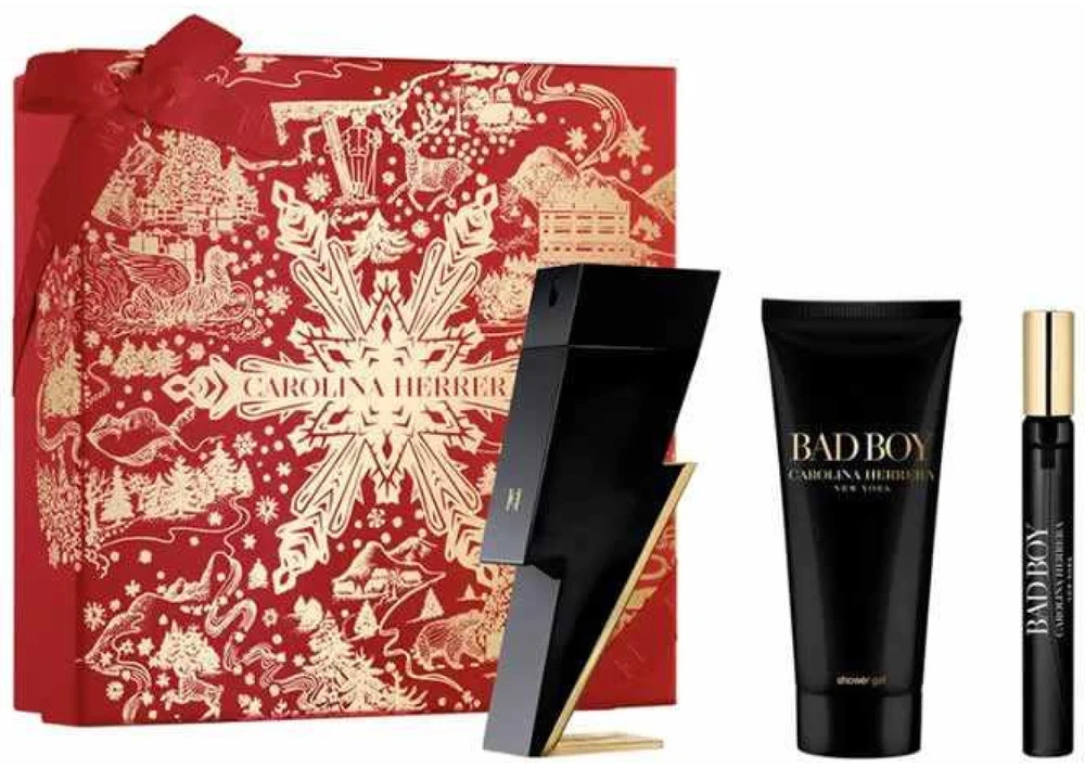 Carolina Herrera Bad Boy rinkinys vyrams (EDT, 100 ml + dušo želė, 100 ml + EDT, 10 ml)