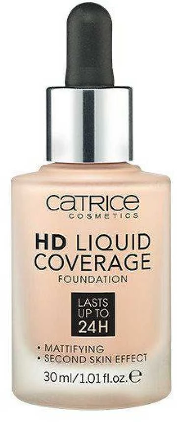 "Catrice Hd Liquid Coverage Foundation" dengiamasis makiažo pagrindas, išliekantis iki 24 val. 020-Rose rusvai gelsvas 30ml