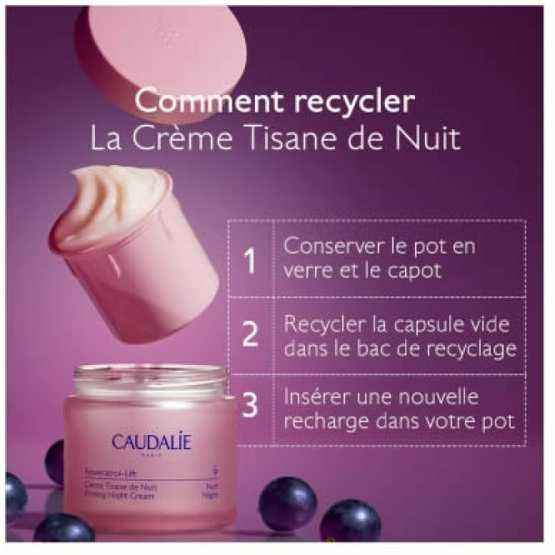 Caudalie Resveratrol- Lift Night Tisane Kreminis Refill naktinio veido kremo papildymas, 50 ml