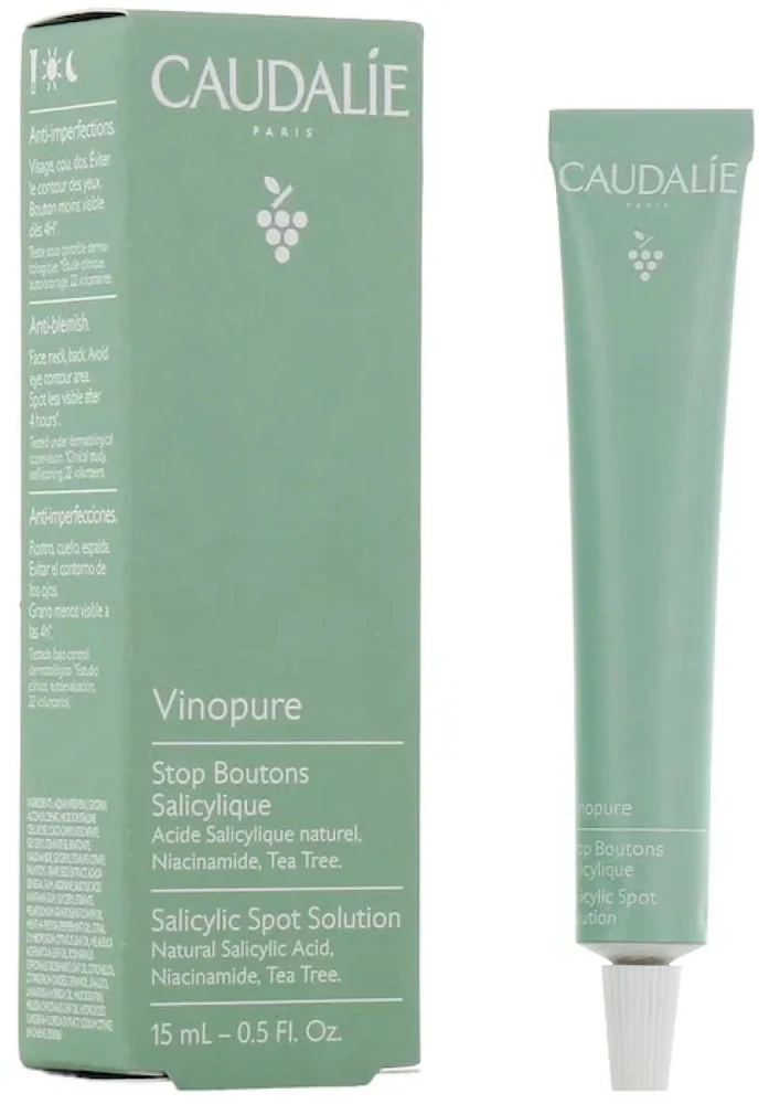 Caudalie Vinopure Salicylic Spot Solution priemonė veidui nuo spuogų, 15 ml