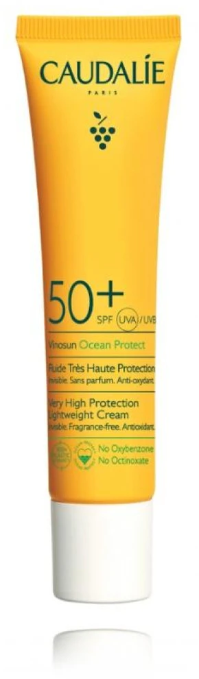 Caudalie Vinosun Protect Lightweight Kreminis SPF 50+ apsauginis kremas nuo saulės visų tipų veido odai, 40 ml
