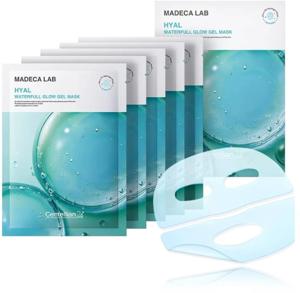 Centellian24 Madeca Lab Hyal Waterfull Glow Gel Mask lakštinė hidrogelinė veido kaukė, 5 vnt.