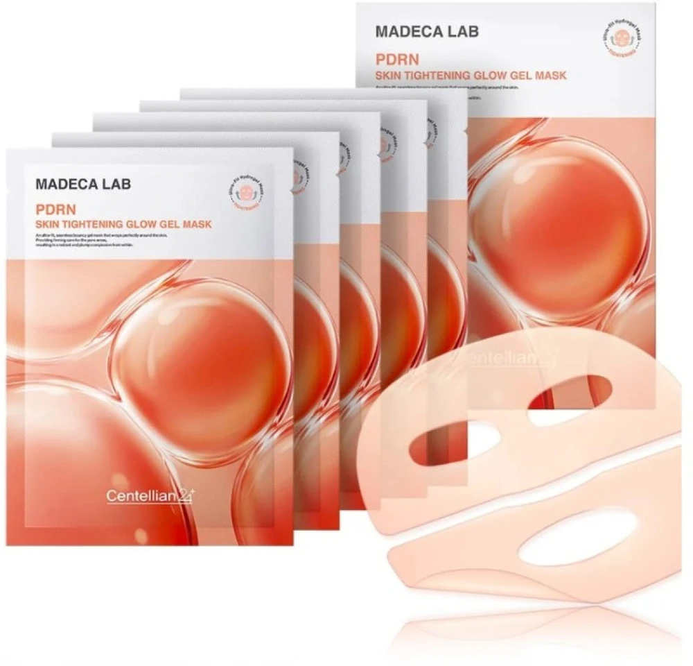 Centellian24 Madeca Lab PDRN Skin Tightening Glow Gel Mask lakštinė hidrogelinė veido kaukė, 5 vnt.