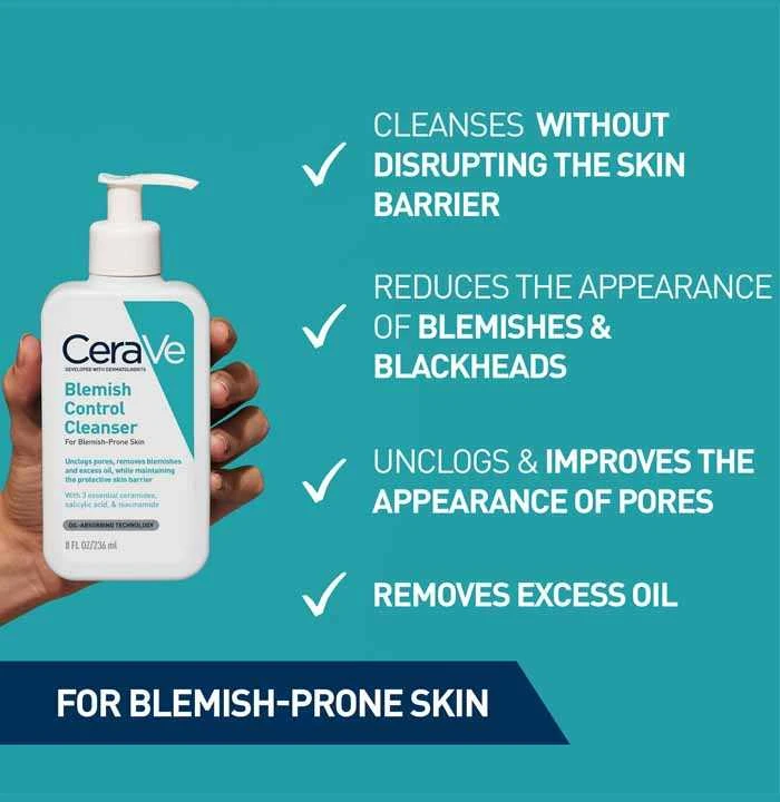 Veido prausiklis probleminei odai Cerave Blemish Control Cleanser, 236 ml
