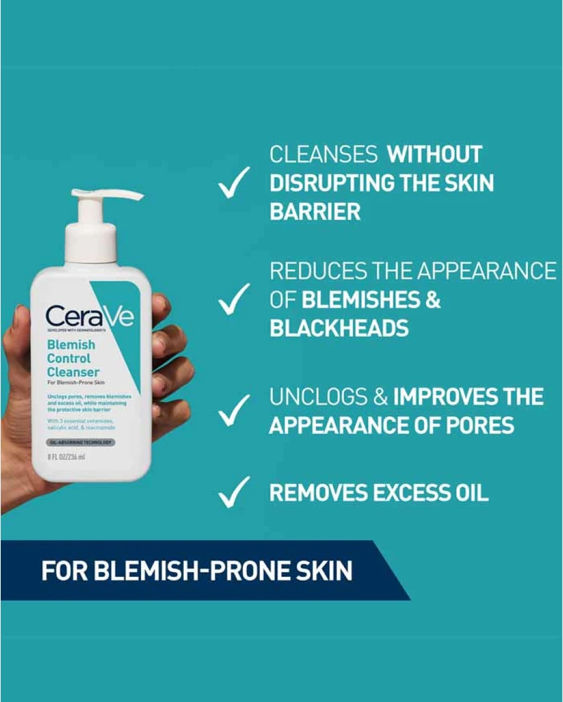 Veido prausiklis probleminei odai Cerave Blemish Control Cleanser, 236 ml