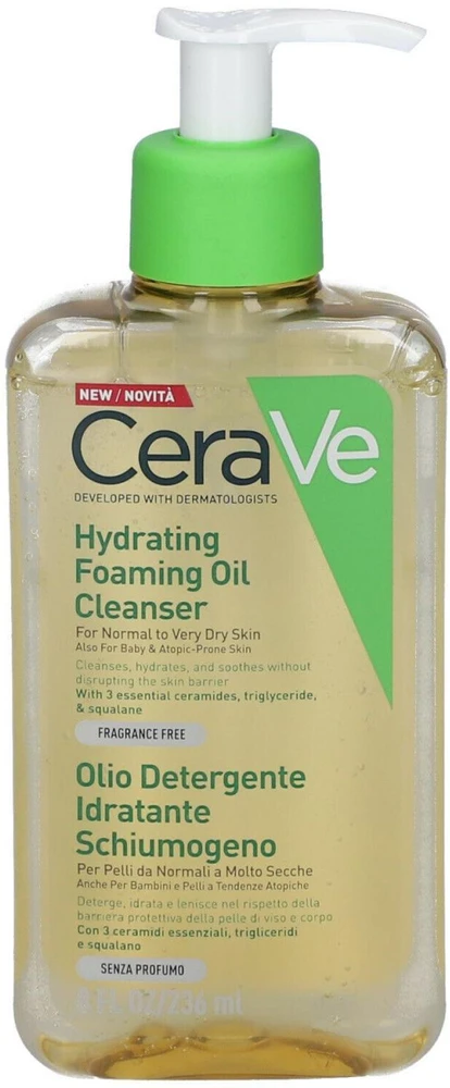 Drėkinamasis putojantis prausimosi aliejus Cerave Hydrating Foaming Oil, 236 ml