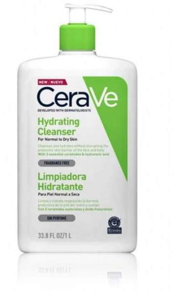 Drėkinamasis veido ir kūno prausiklis normaliai ir sausai odai Cerave Hydrating Cleanser, 1000 ml
