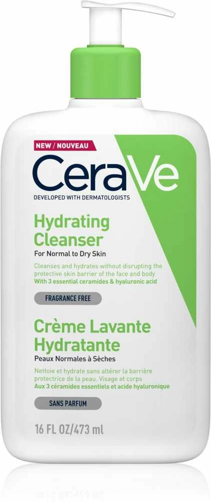 Drėkinamasis veido ir kūno prausiklis normaliai ir sausai odai Cerave Hydrating Cleanser, 473 ml