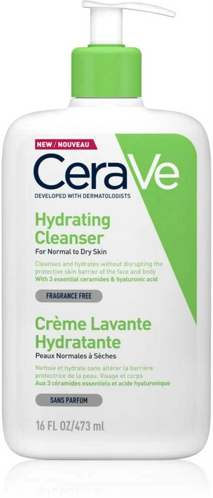 Drėkinamasis veido ir kūno prausiklis normaliai ir sausai odai Cerave Hydrating Cleanser, 473 ml