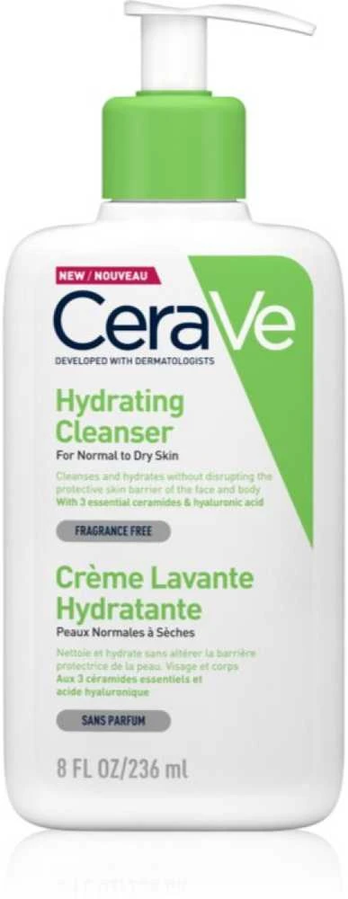 Drėkinamasis veido ir kūno prausiklis normaliai ir sausai odai Cerave Hydrating Cleanser, 236 ml
